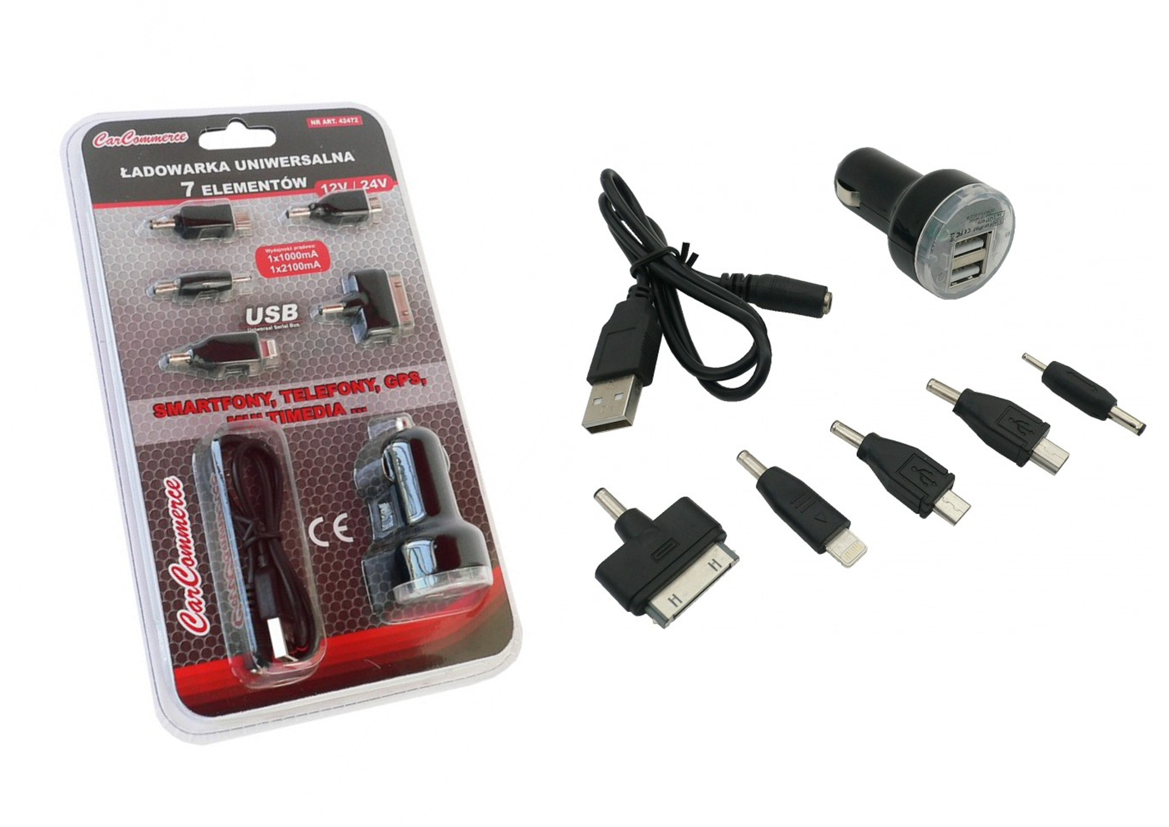 

Ładowarka Samochodowa Usb 7W1 12-24V