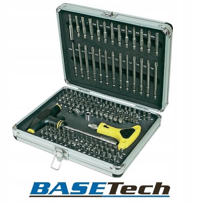 BASETECH Zestaw bitów końcówek TORX HEX IMBUS stal 147cz. w walizce Germany Marka Basetech