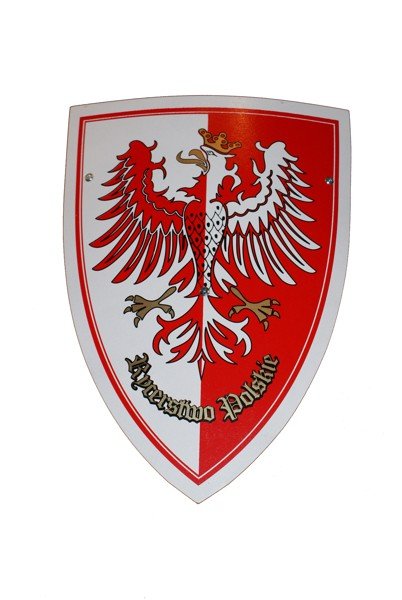 

Tarcza rycerska duża z rączką 34x45cm orzeł W-wa