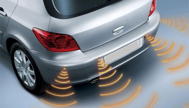 M-Tech Czujniki parkowania 18mm wyświetlacz czarne Sygnalizacja przeszkód dźwiękowa i wizualna