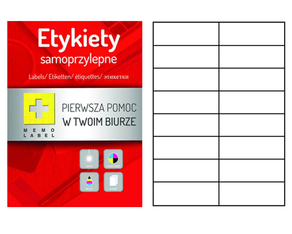 

Etykiety Samoprzylepne A4 105X37 100 Arkuszy Memo