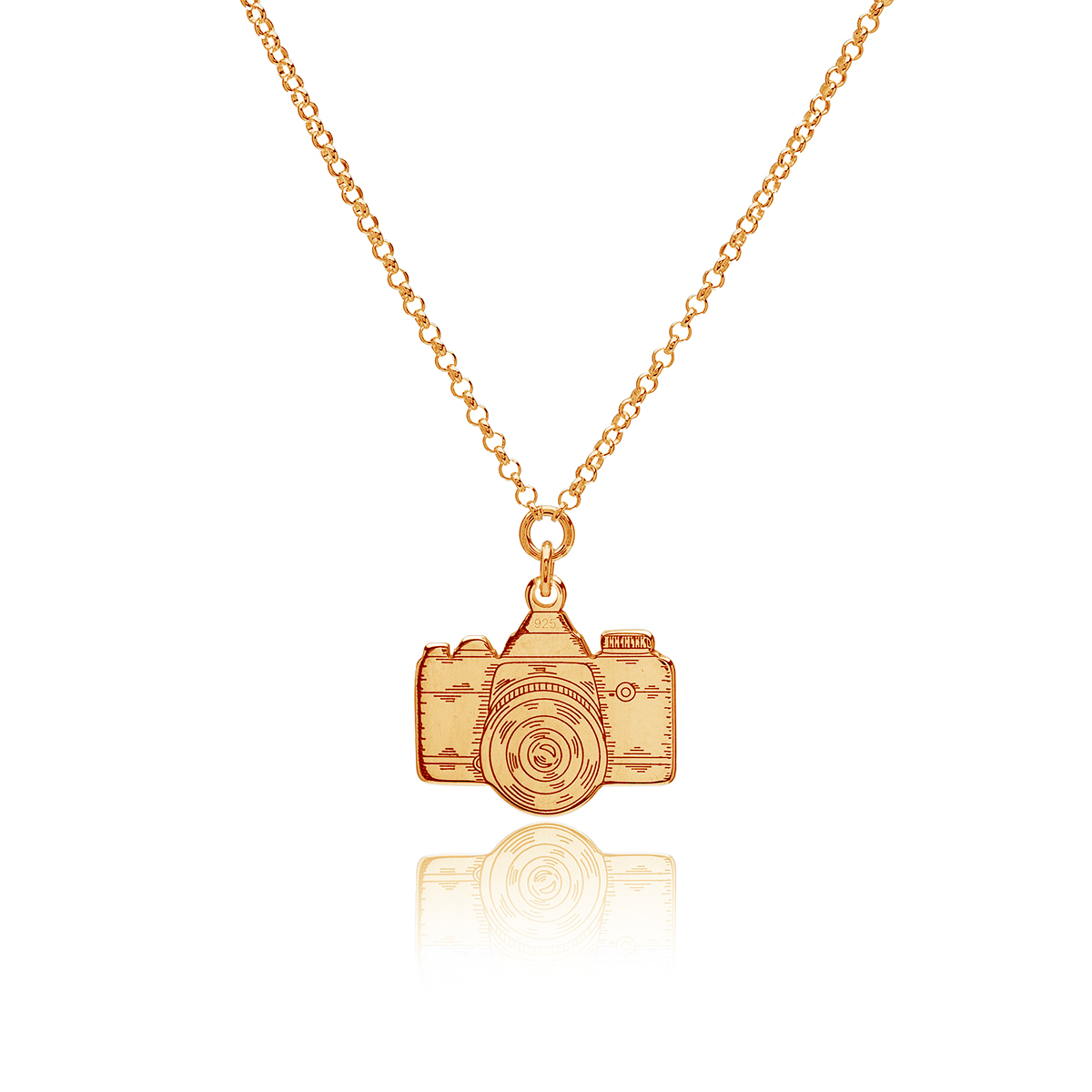 

Naszyjnik z zawieszką aparat srebrny pozłacany