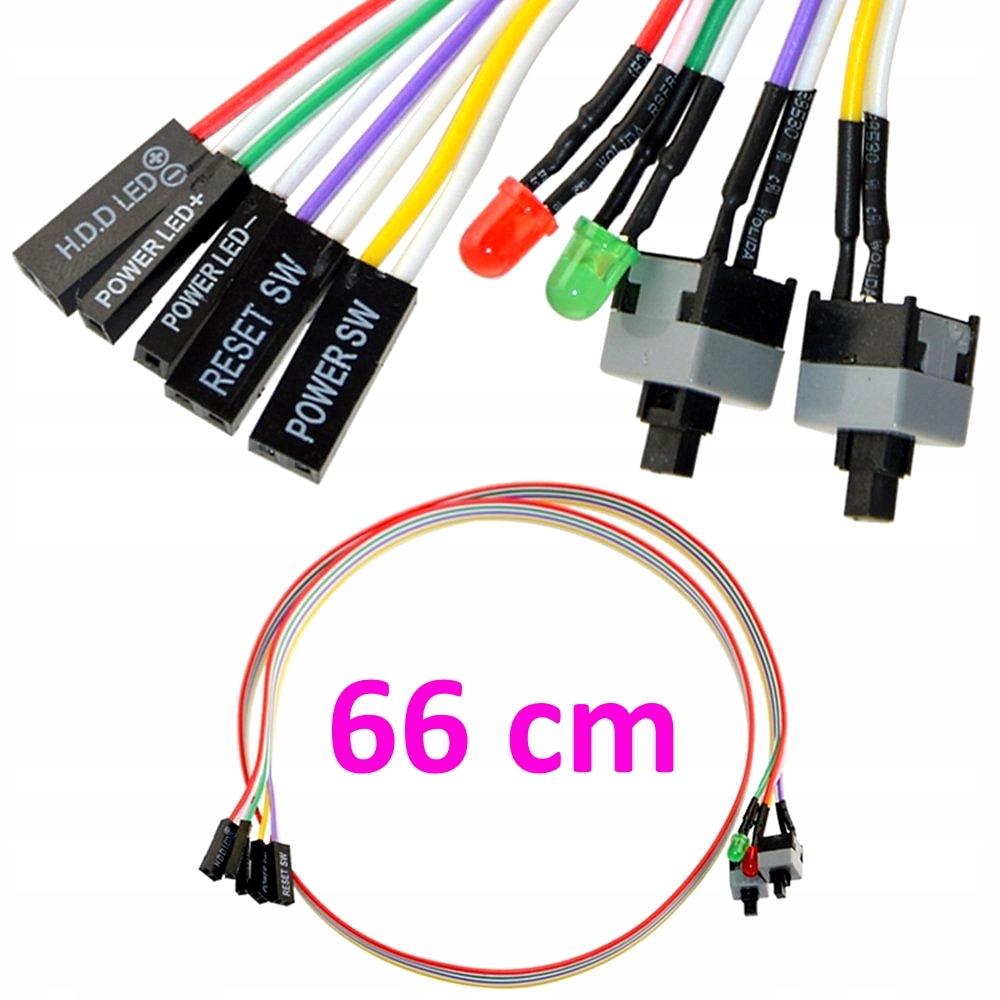 Kabel ATX Reset Power Switch RSTPWSW 2xLED 66cm 7191359737