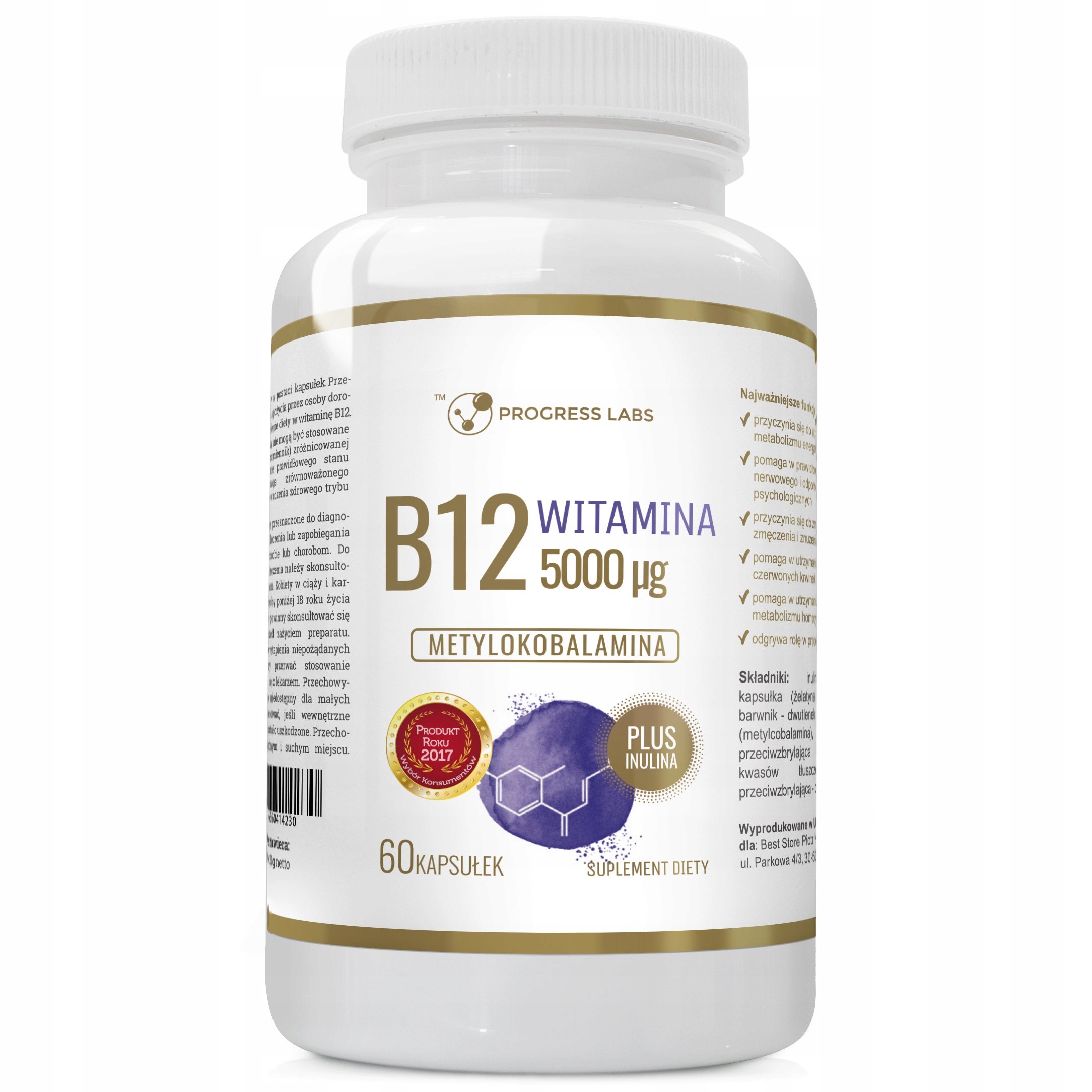 WITAMINA B12 5000mcg METYLOKOBALAMINA 60 KAPSUŁEK - 6750382809 ...