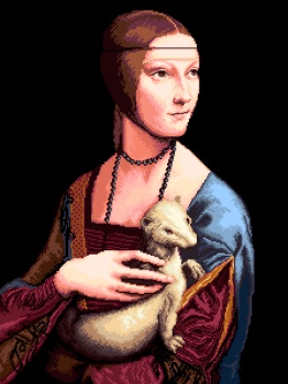 Kanva s potiskem na křížkovou výšivku Dáma s lasičkou (7107), 51x68 cm