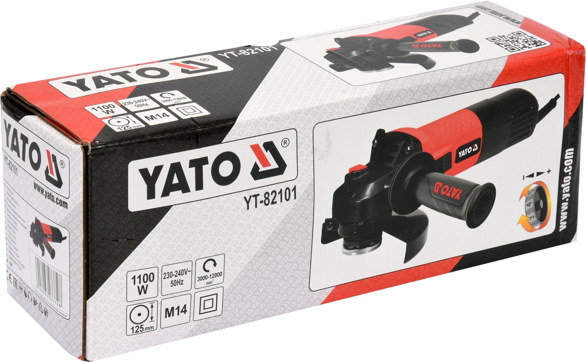 YATO SZLIFIERKA KĄTOWA 1100W 125MM Z REGULÁCIA OBROTÓW PREDKOŠCI KĄTÓWKA Waga urządzenia 2.1 kg