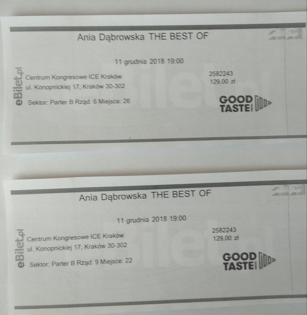 Bilet na koncert Ania Dąbrowska Kraków 11.12.2018.