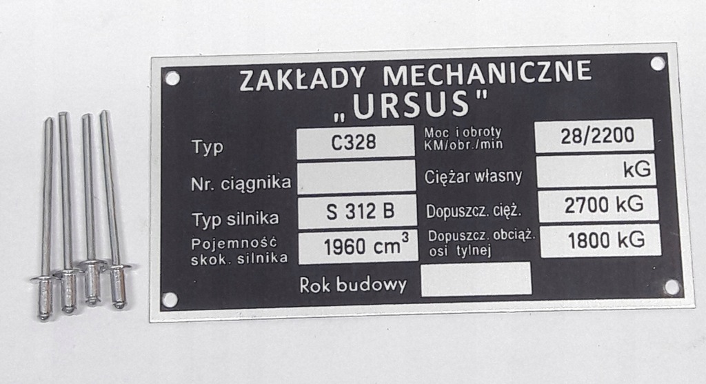 URSUS C 328 C328 tabliczka znamionowa