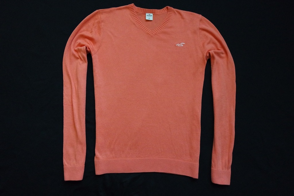 HOLLISTER sweter sweterek pomarańczowy logowany_XL