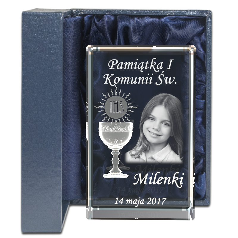 Pamiątka Komunii Świętej grawer zdjęcia w szkle