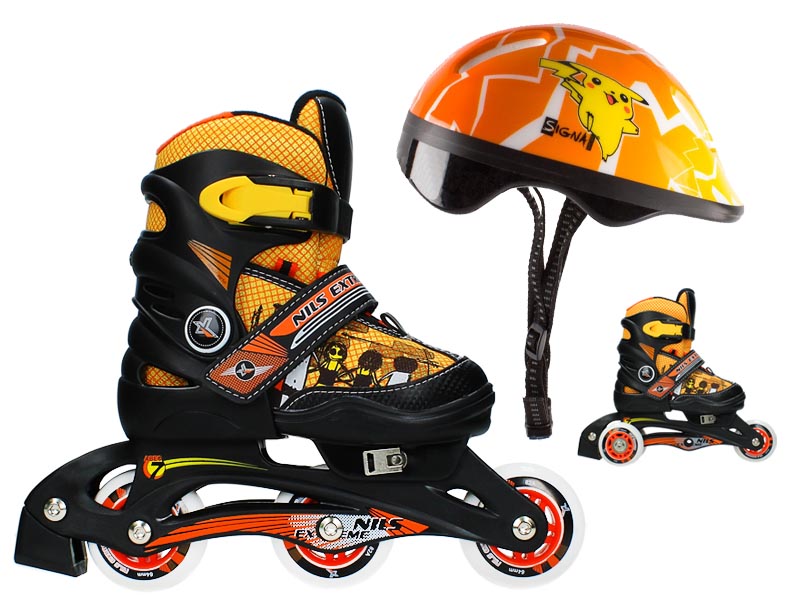 WROTKI+ROLKI 2w1 dla dzieci + KASK POKEMON - 30-33