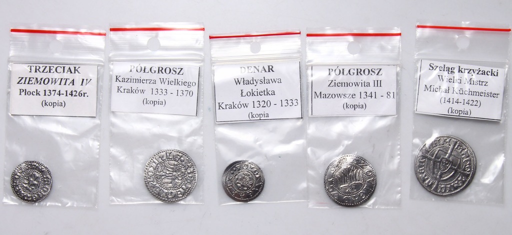 GRAWERSKIE KOPIE MONET POLSKICH - komplet 5 sztuk