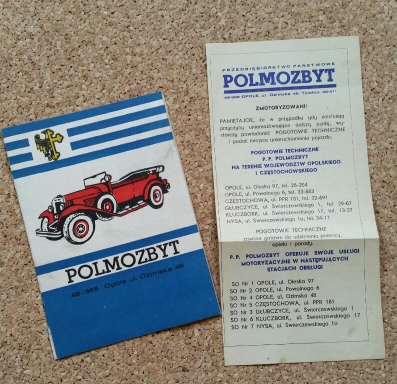 Stara reklama ulotka Polmozbyt Opole