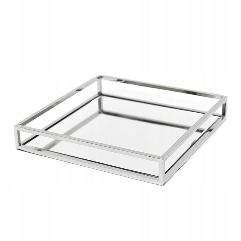 TACA LUSTRZANA SREBRNA 30x30cm Z LUSTREM METALOWA