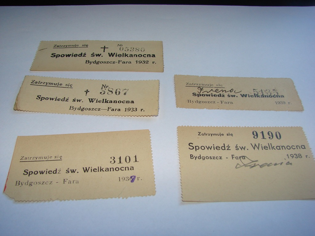 Bydgoszcz FARA-kartki do spowiedzi 1932-1939