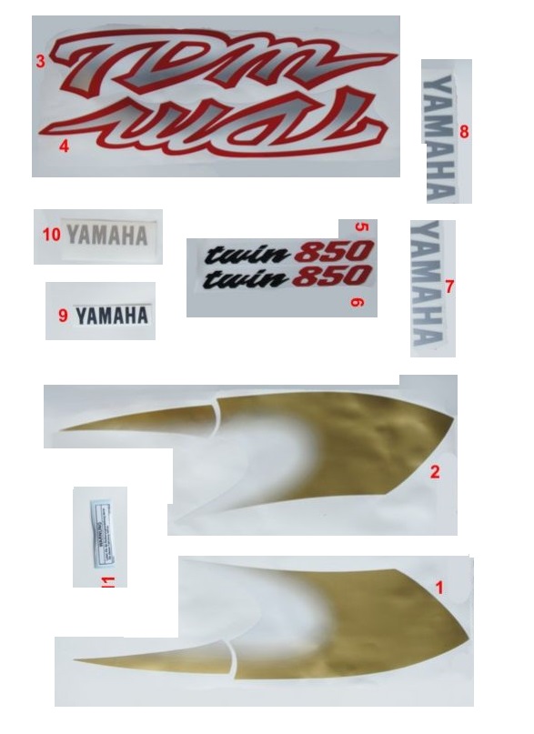 NAKLEJKI MOTO YAMAHA TDM 850 97-99 CZARNO ZŁOTY