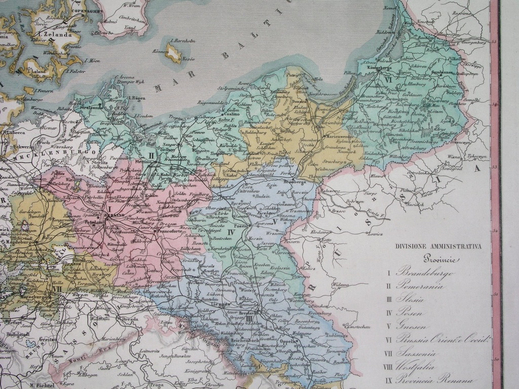 1866 MAPA POLSKI PRUSY ŚLĄSK Wrocław Gdańsk Poznań