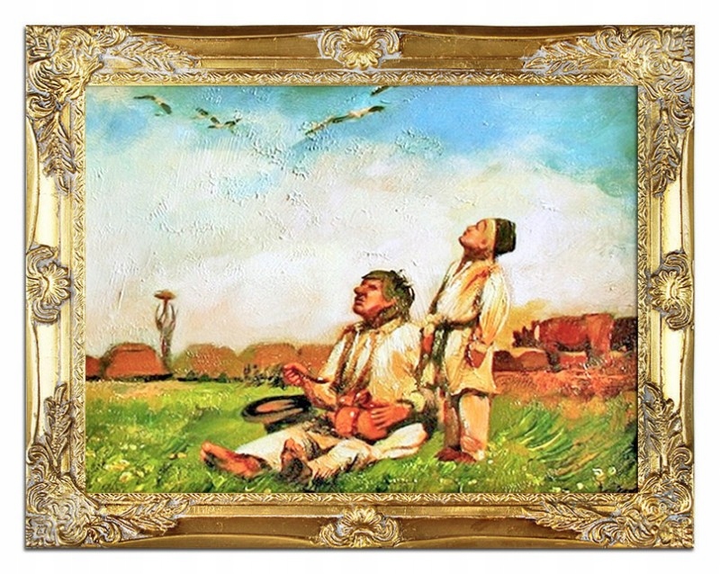 OBRAZ OLEJNY LECĄ BOCIANY CHEŁMOŃSKI KOPIA 37x47