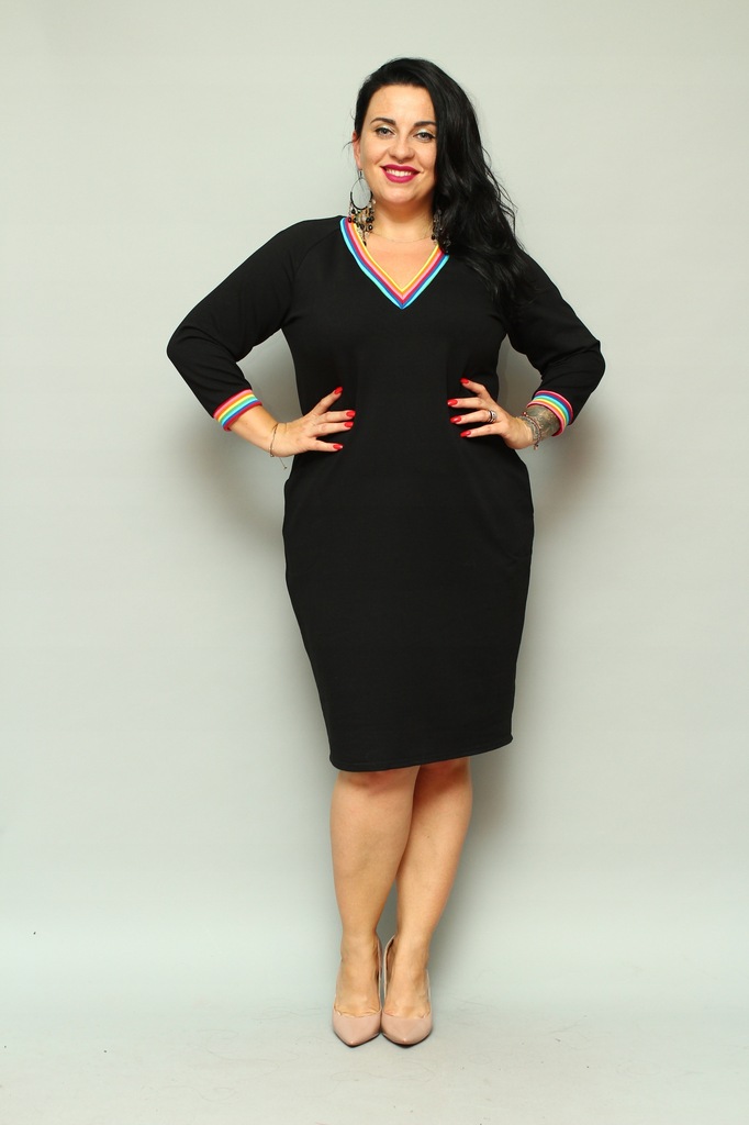 Sukienka czarna szpic moda plus size 48 7635884054 oficjalne
