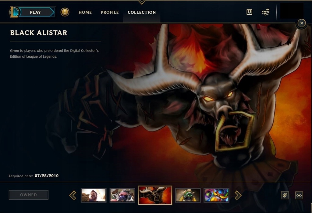Konto League of Legends Black Alistar King Rammus