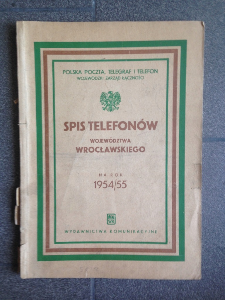 spis telefonów województwa WROCŁAW 1954/55