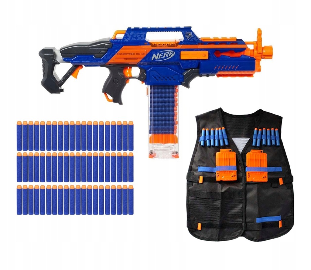 NERF RAPIDSTRIKE CS-18 + KAMIZELKA + 60 STRZAŁEK