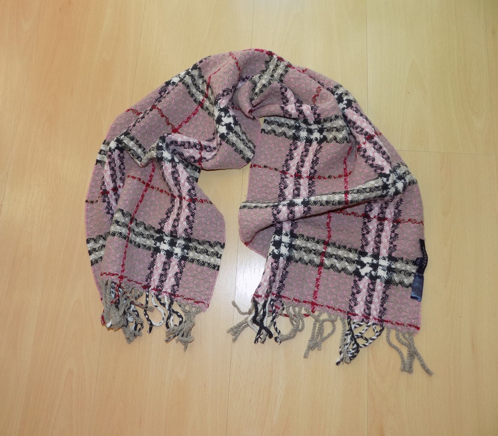 różowy szal szalik Burberry kaszmir i wełna