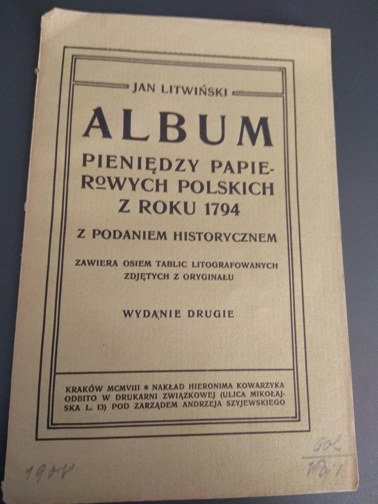 ALBUM PIENIĘDZY PAPIEROWYCH POLSKICH Z ROKU 1794