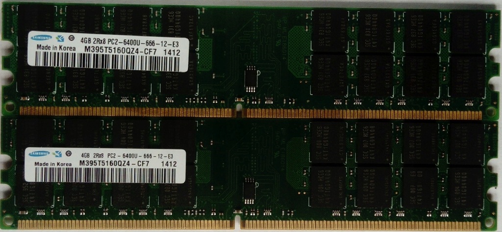 SAMSUNG 8GB (2x4GB) 2Rx8 PC2-6400U-666-12-E3