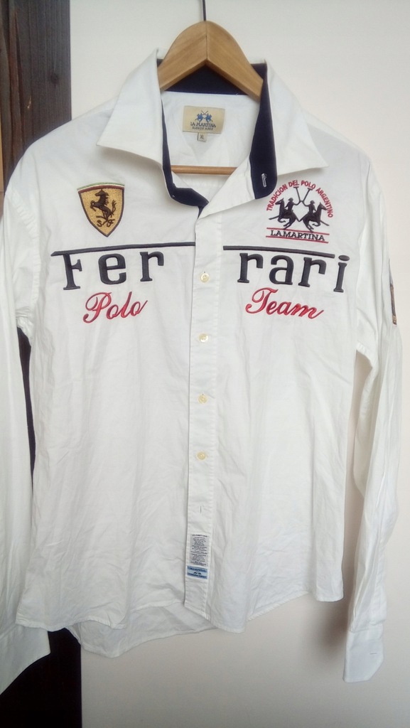 Koszula Ferrari męska luksusowa włoska biała HIT