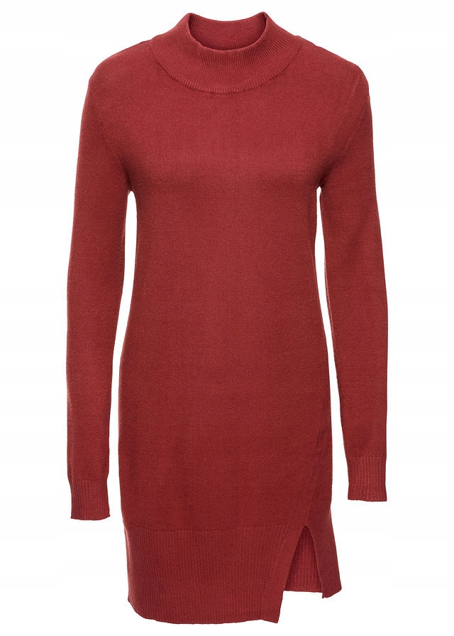 Długi sweter z rozcię czerwony 40/42 L/XL 925259