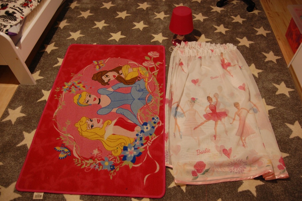 Firanki BARBIE + dywanki w księżniczki + gratisy