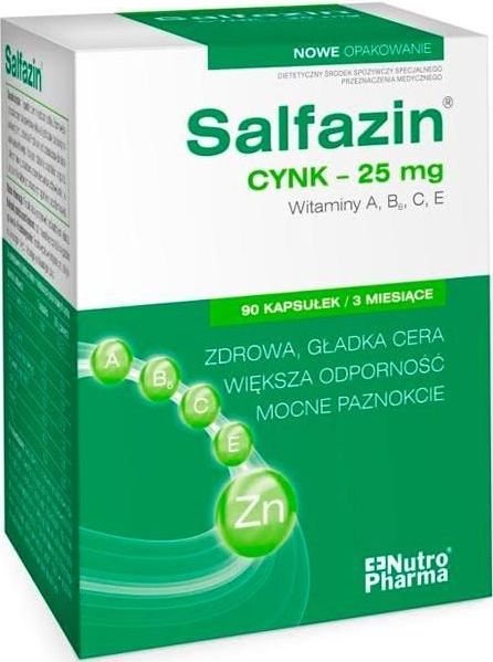 SALFAZIN Cynk Organiczny 90 kapsułek GŁADKA CERA