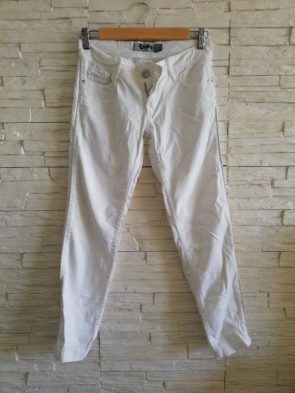 spodnie jeansy białe lampasy