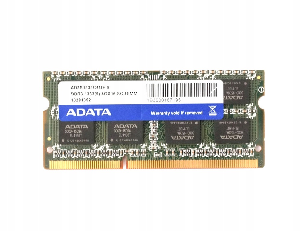 Pamięć RAM SO-DIMM ADATA 4GB PC-10600 1333Mhz CL9