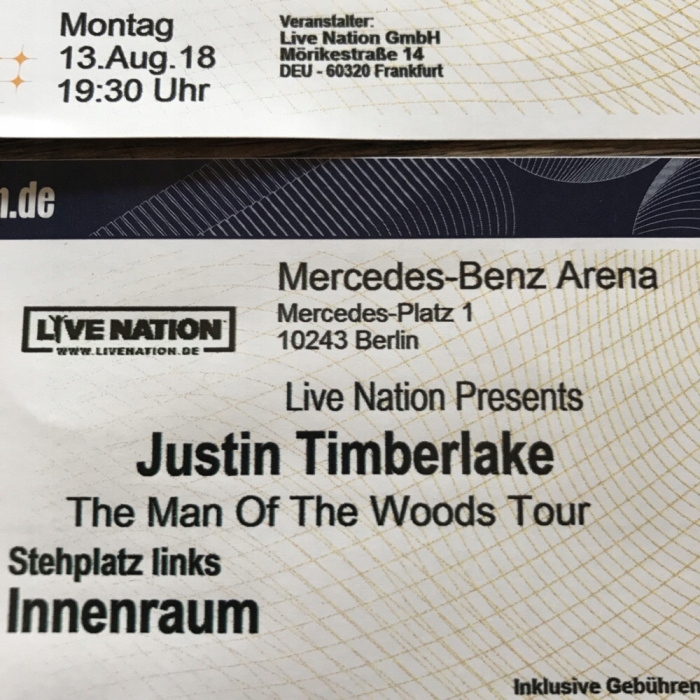 ! Justin Timberlake koncert Berlin 13.08 2 BILETY