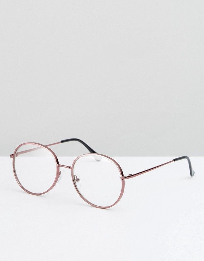 ASO Owalne rózowe metalowe okulary zerówki (NOS)