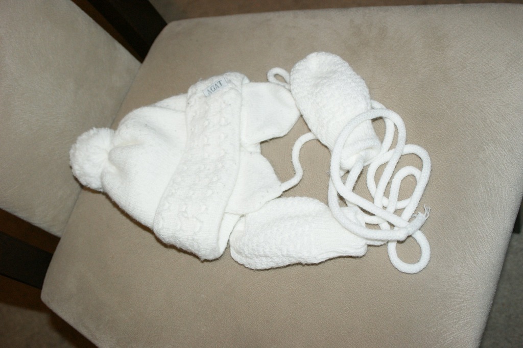czapka i rękawiczki dla malucha zima wiosna 62 cm