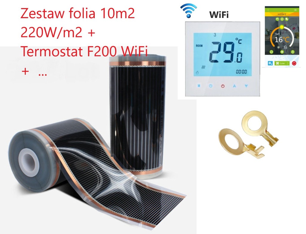 ZESTAW FOLIA GRZEWCZA 220W/m2  10m2 +Term WIFI 