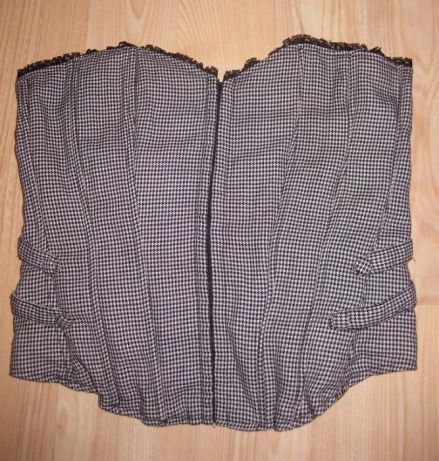 Gorset bluzka pepitka w pepitkę sznurowany M 38
