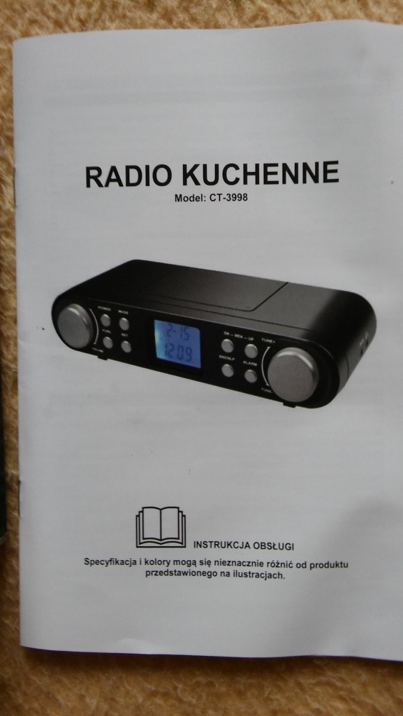 Radio Podwieszane Kuchenne Pod Szafke Czarne 7325029402