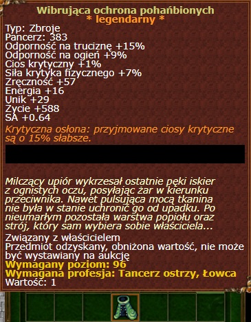 Margonem Hutena *legenda* zbroja z krzyżowca 96lvl
