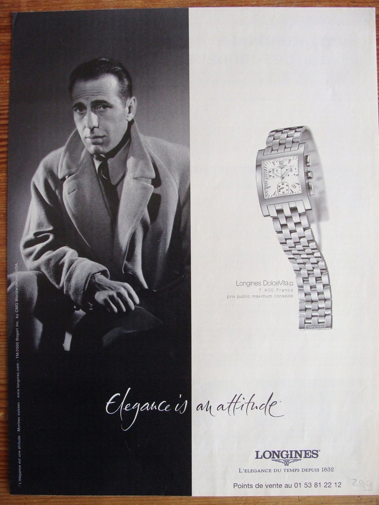 Reklama LONGINES Bogart format du y 7227763312 oficjalne