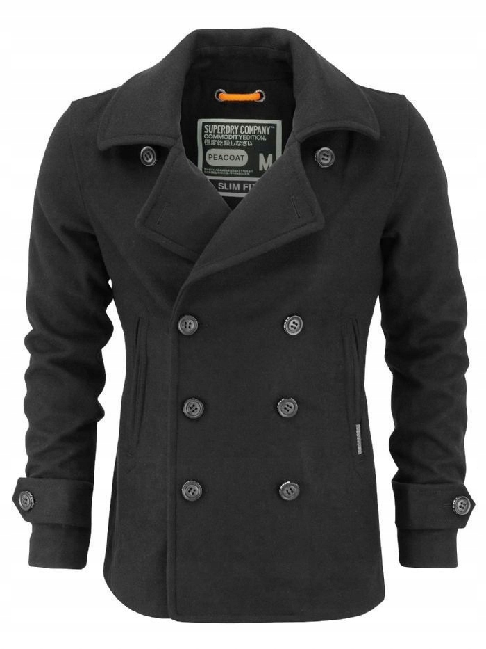 We niany P aszcz Superdry Commodity Slim Pea Coat 7610944726 oficjalne archiwum Allegro