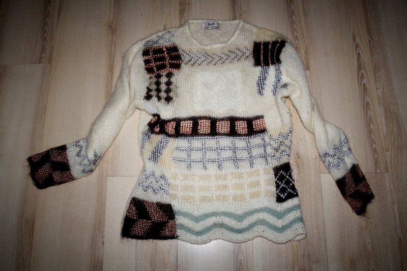 Ciepły milutki wełniany góralski sweter L XL 40 42