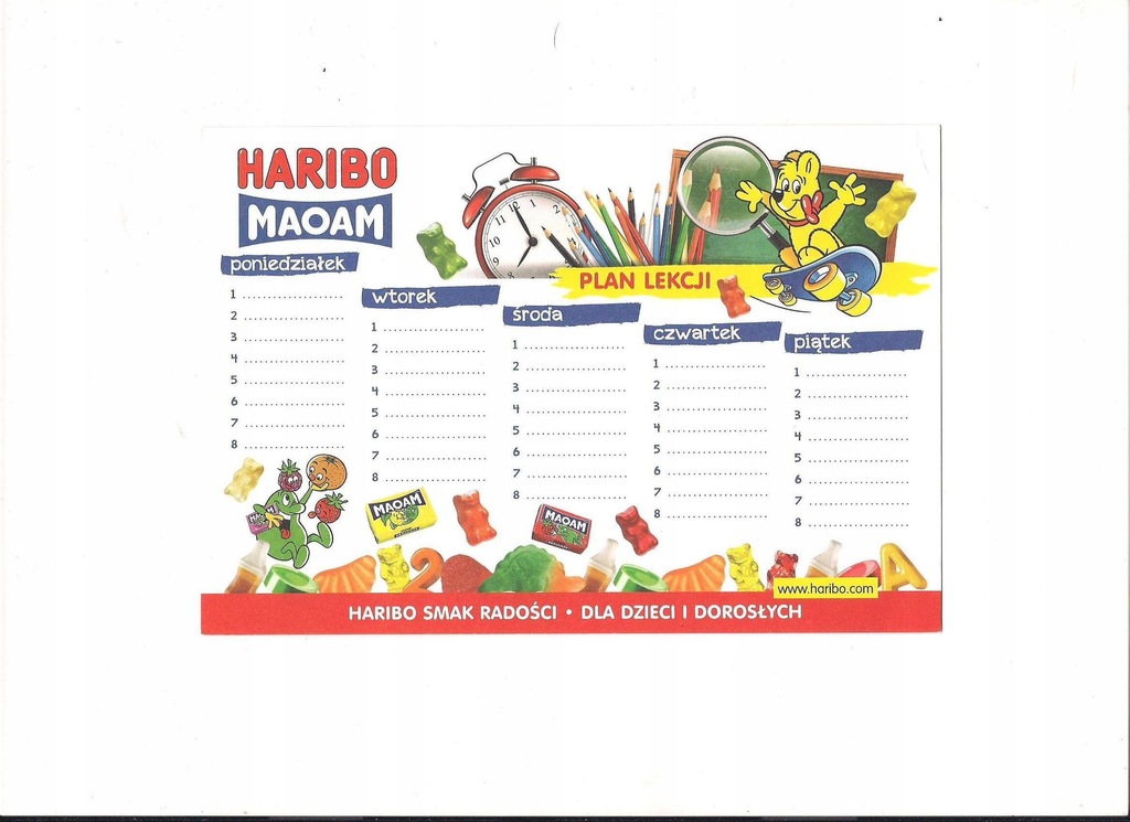 Haribo Maoam Mamba plan lekcji dwustronny nowy
