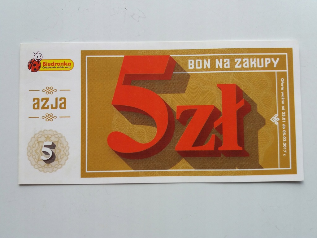 BON - TALON 5 ZŁ BIEDRONKA