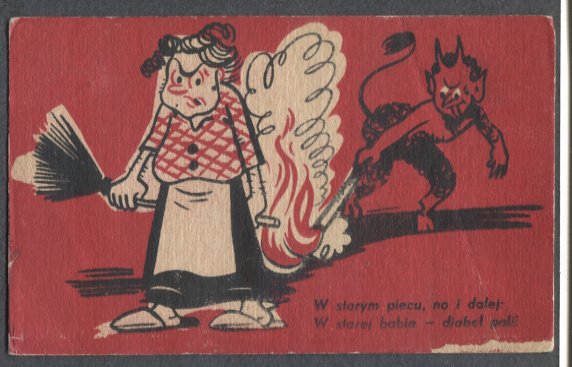 Humor - w starym piecu diabeł pali, ok. 1930r.