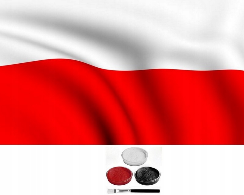 zestaw KIBICA biało-czerowny FLAGA POLSKA + farbki
