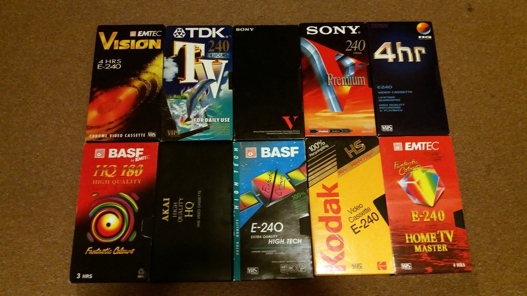 Kasety video VHS zestaw 1 10 sztuk